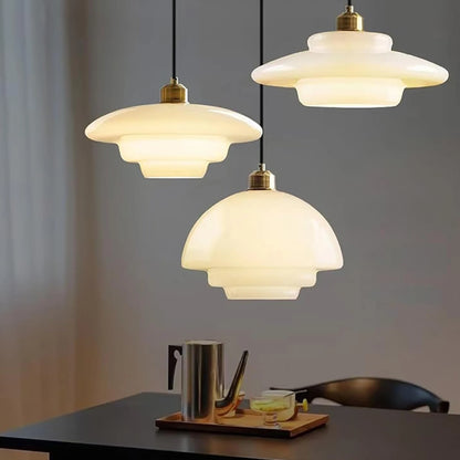 Milk Glass Brass Pendant Light