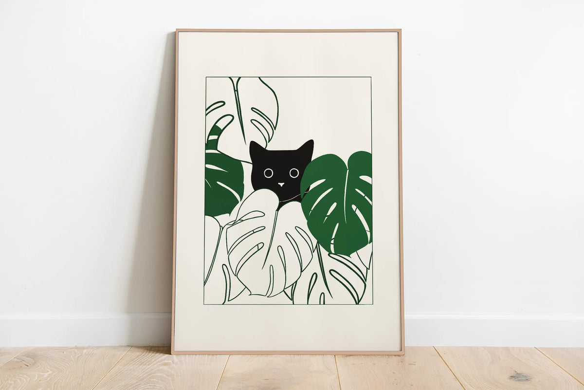 Sleepy Kitten Minimalist Canvas Wall Art Print