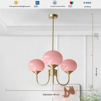 Glass ball chandelier with a polished chrome canopy and slender arms