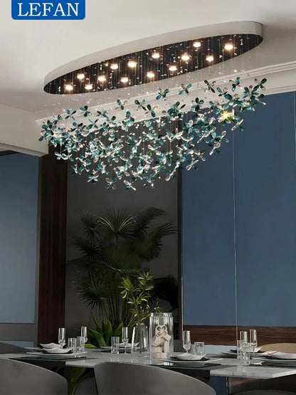 Oval crystal chandelier measuring 47.2 in (120 cm) in length