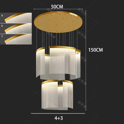 Acrylic heads rising in tiers on an iron chandelier frame