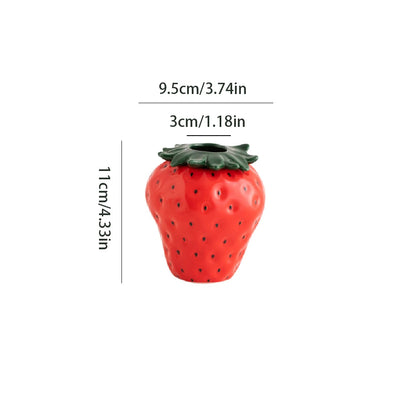 Strawberry ceramic flower vase in red and pink home décor