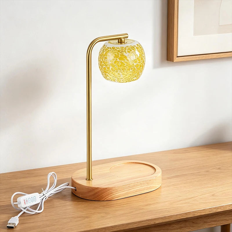 Glass Table Lamp USB Powered Three-color Lights Desk Lamp Dimmable Brightness Night Light Bedside Lamp for Bedroom Home