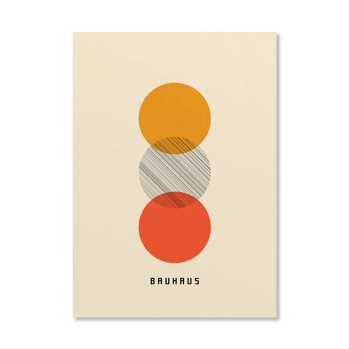 Colorful Bauhaus geometric poster in blue red and yellow on white background