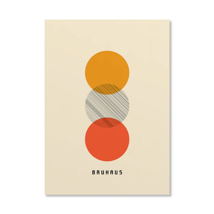 Colorful Bauhaus geometric poster in blue red and yellow on white background