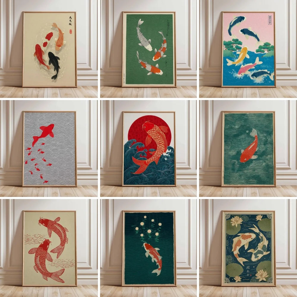 Japanese Koi Fish Zen Pond Canvas Wall Art