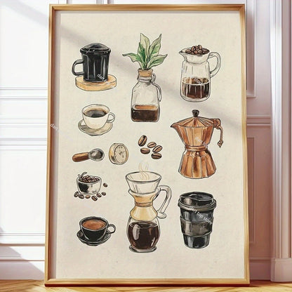 Coffee Lover Cartoon Animal Canvas Wall Art