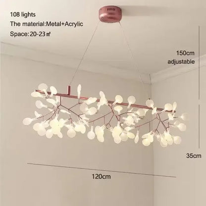 Shadeless firefly chandelier at 41.3 in across with slender metal stems