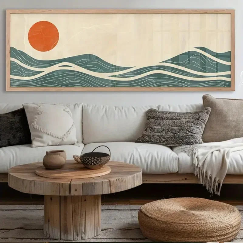 Minimalist Sunset Horizontal Ocean Canvas Wall Art