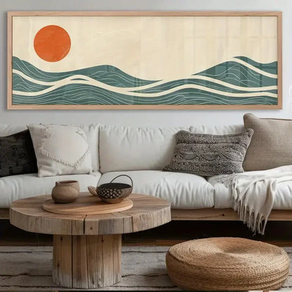 Minimalist Sunset Horizontal Ocean Canvas Wall Art