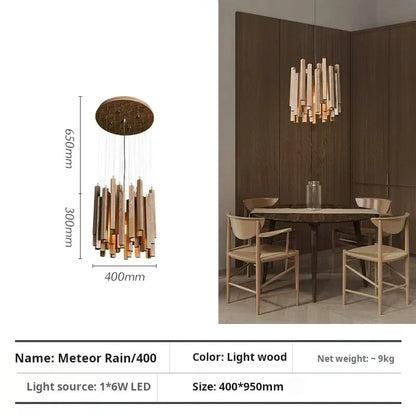 Dark wood chandelier at 31.5 in (80 cm) with plated iron hardware