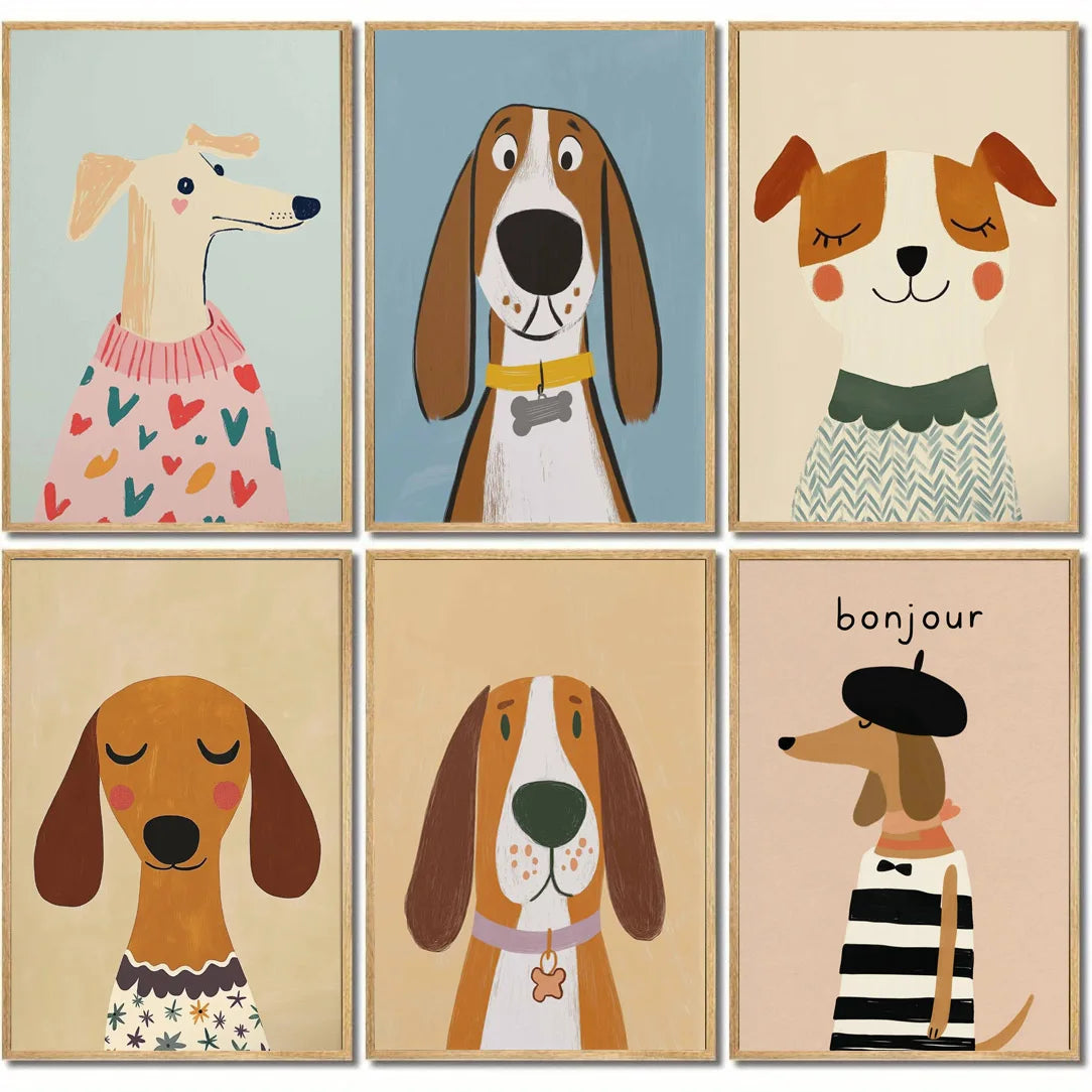 Minimalist Dog Portrait Dachshund Canvas Wall Art