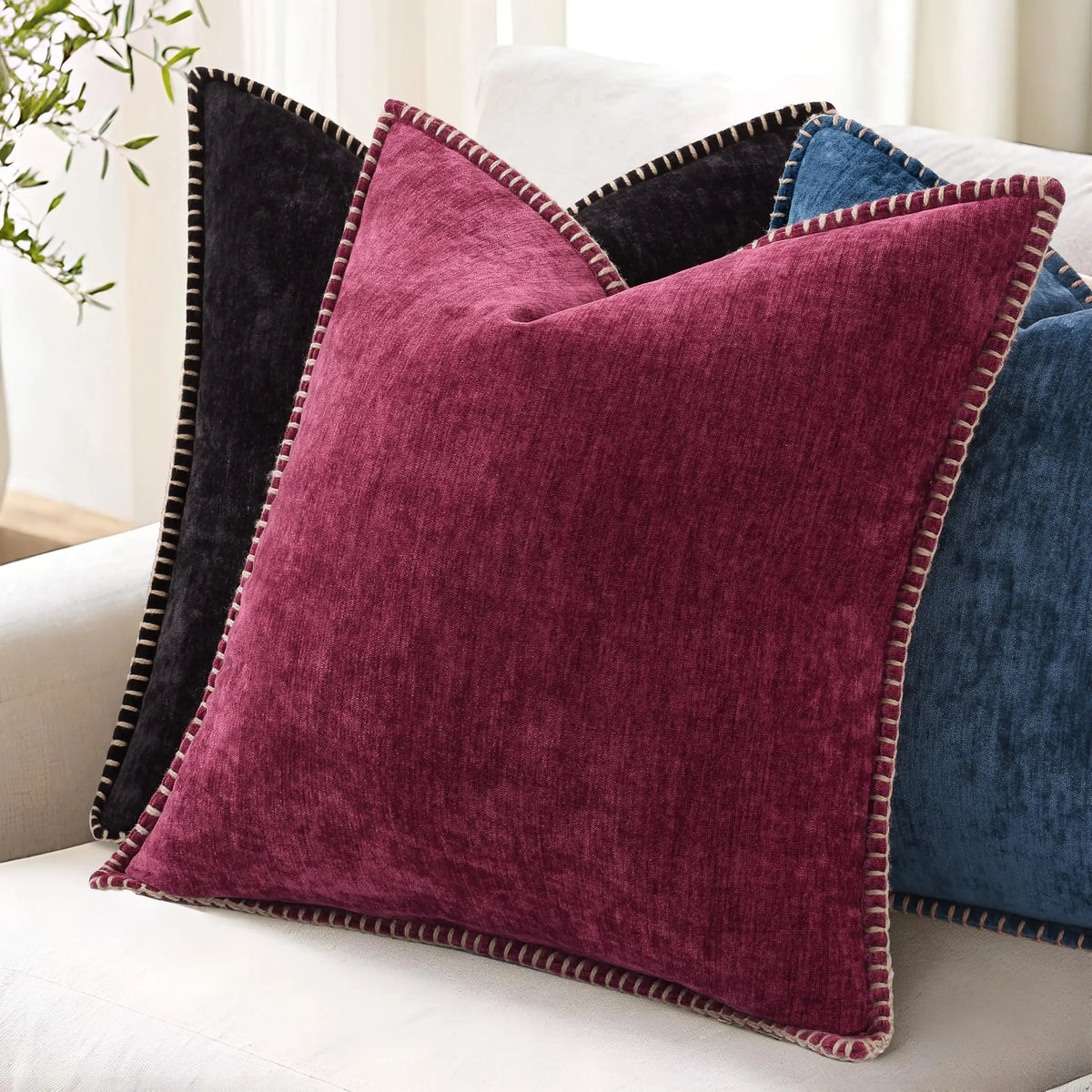 Farmhouse Chenille Throw Pillow Cover — styling detail