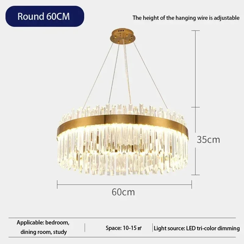 Crystal edged metal ring on an art deco style chandelier frame