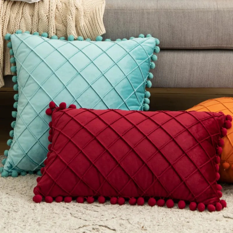 Christmas Red Corduroy Pillow Cover — styling detail