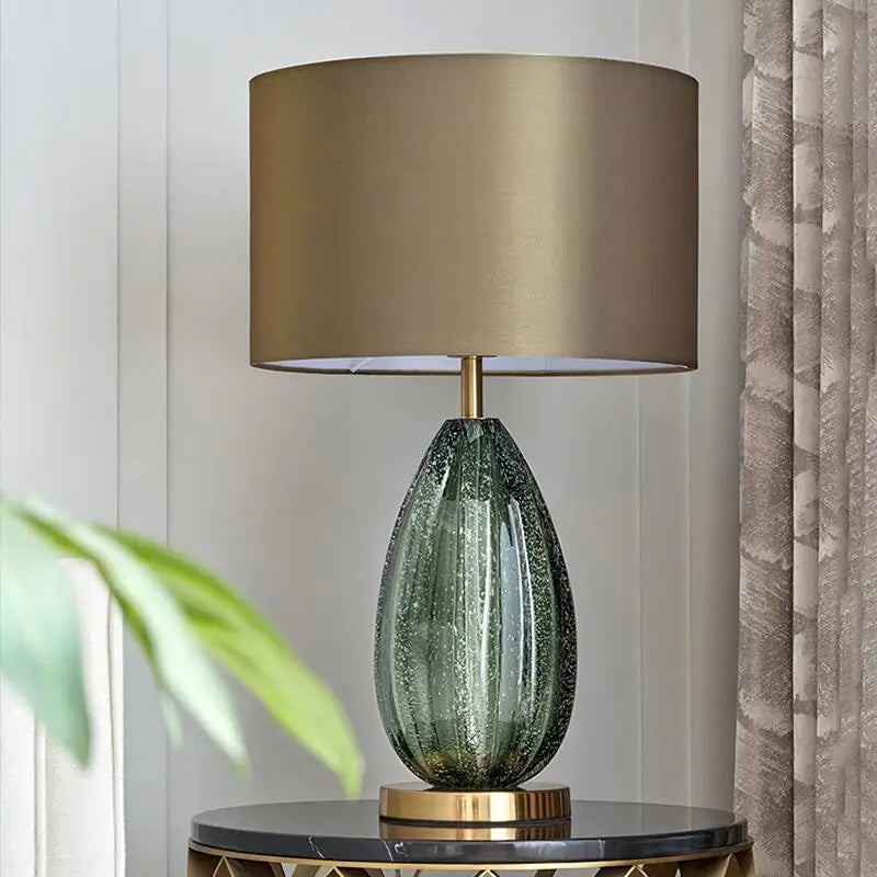 Modern Nordic glass LED table lamp A style button switch front view