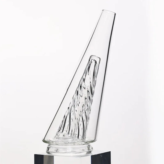White B style crystal glass bud vase for single stem display on desk