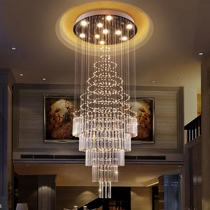 Crystal chandelier, 15.7 in across and 31.5 in long, for a bedroom