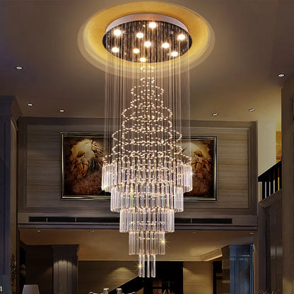 Crystal chandelier, 15.7 in across and 31.5 in long, for a bedroom