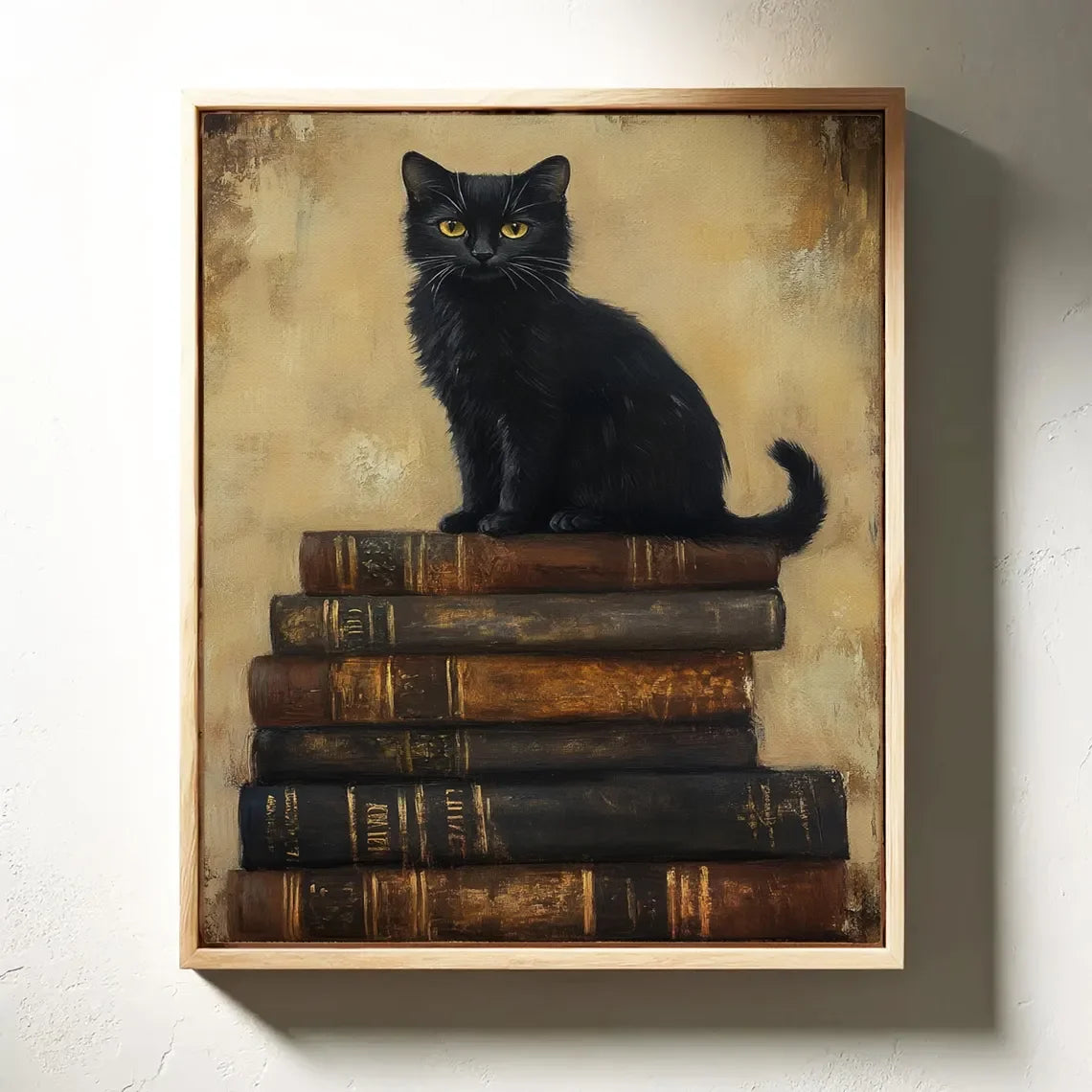 Black Cat Reading Cosy Bedroom Canvas Wall Art
