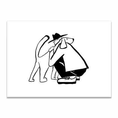 Korean Minimalist Anime Couple Canvas Wall Art
