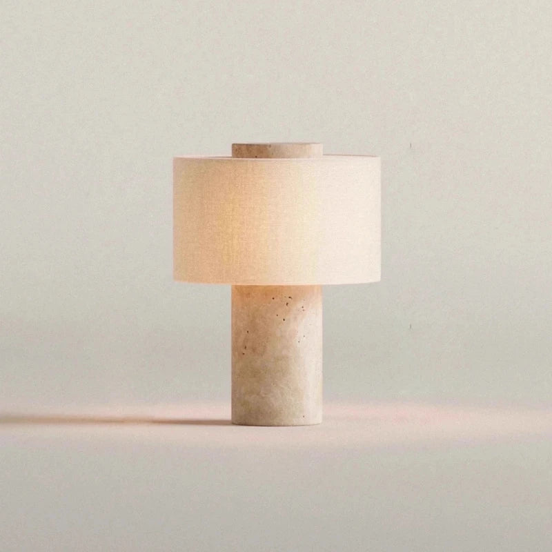 Marble lamp rechargeable variant without cord on wooden surface