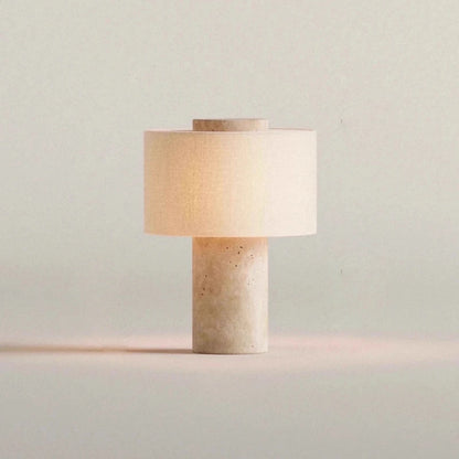 Marble lamp rechargeable variant without cord on wooden surface