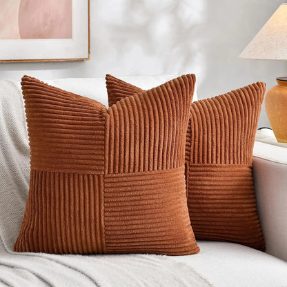 Striped Corduroy Throw Pillow Cover — styling detail