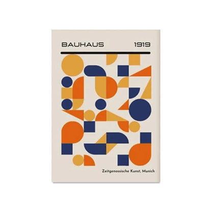 Bauhaus Abstract Geometric Mid-Century Canvas Wall Art