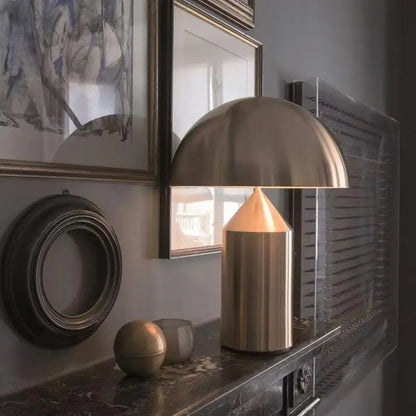 Luxury gold Nordic LED table lamp white large EU plug warm white front view