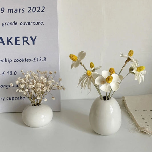 Nordic ceramic mini vase set of three on shelf display
