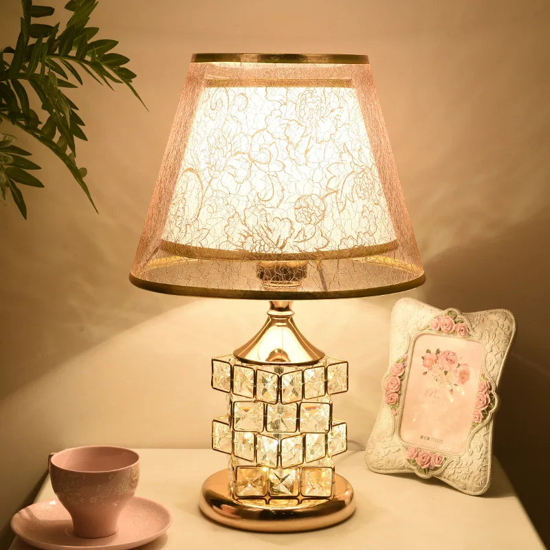 Diamond crystal lamp faceted shade detail showing prismatic light