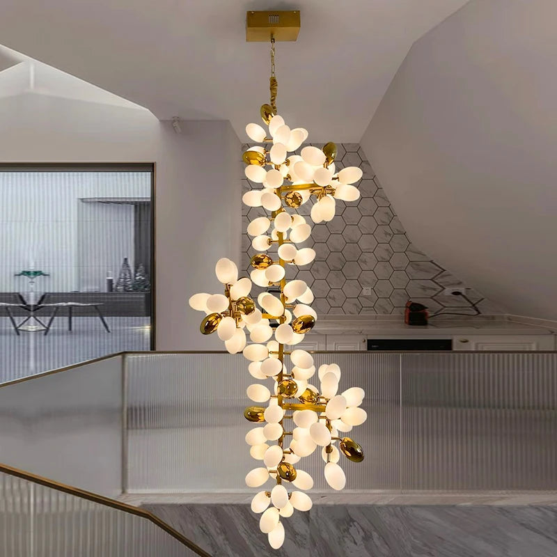 Glass drop chandelier at 39.4 in length with included LED bulbs