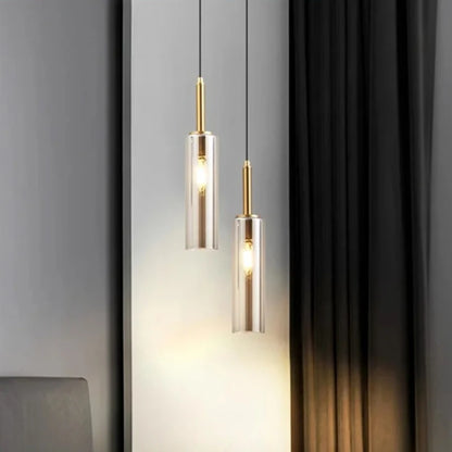 Nordic twin head chandelier with two plated heads on separate cords