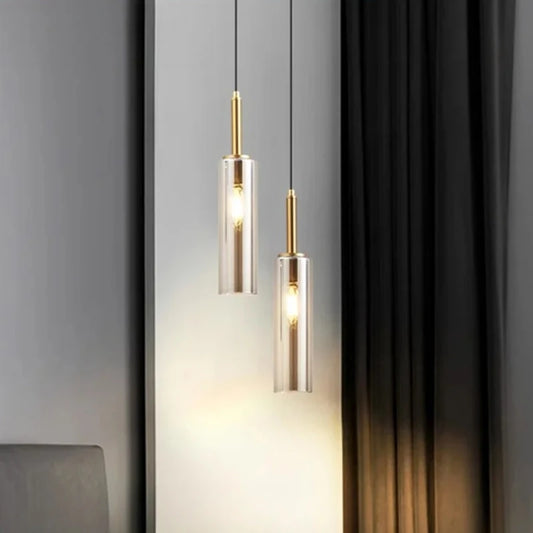 Nordic twin head chandelier with two plated heads on separate cords