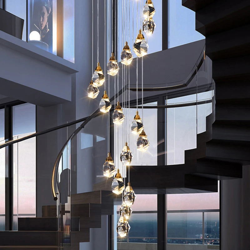 Twenty head crystal chandelier, 19.7 in across, 90.6 in drop