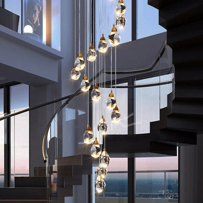 Twenty head crystal chandelier, 19.7 in across, 90.6 in drop