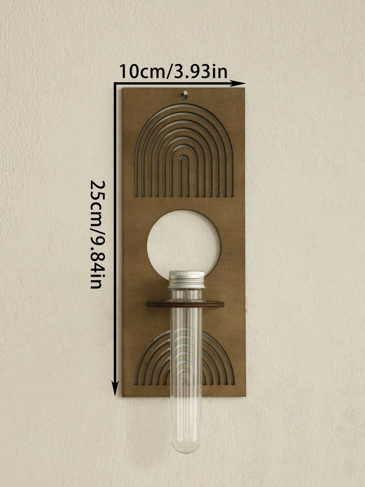 Boho wood wall vase tube plant holder for living room