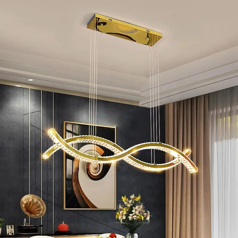 Crystal bar chandelier rated for 90 to 260V with touch control