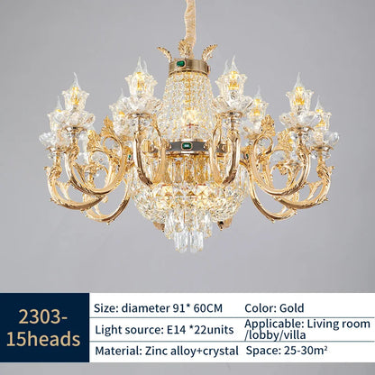 European style candle chandelier with plated gold arms and knob switch wiring