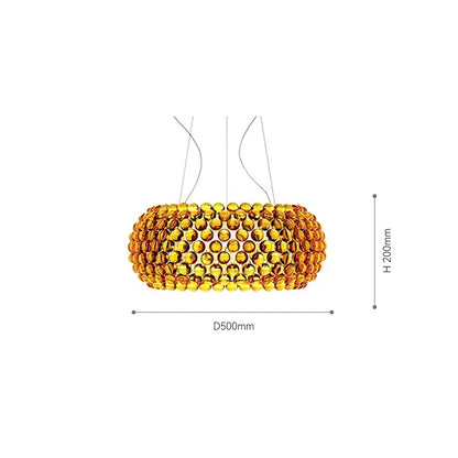 Beaded ceiling chandelier design R at 25.6 in (65 cm) diameter