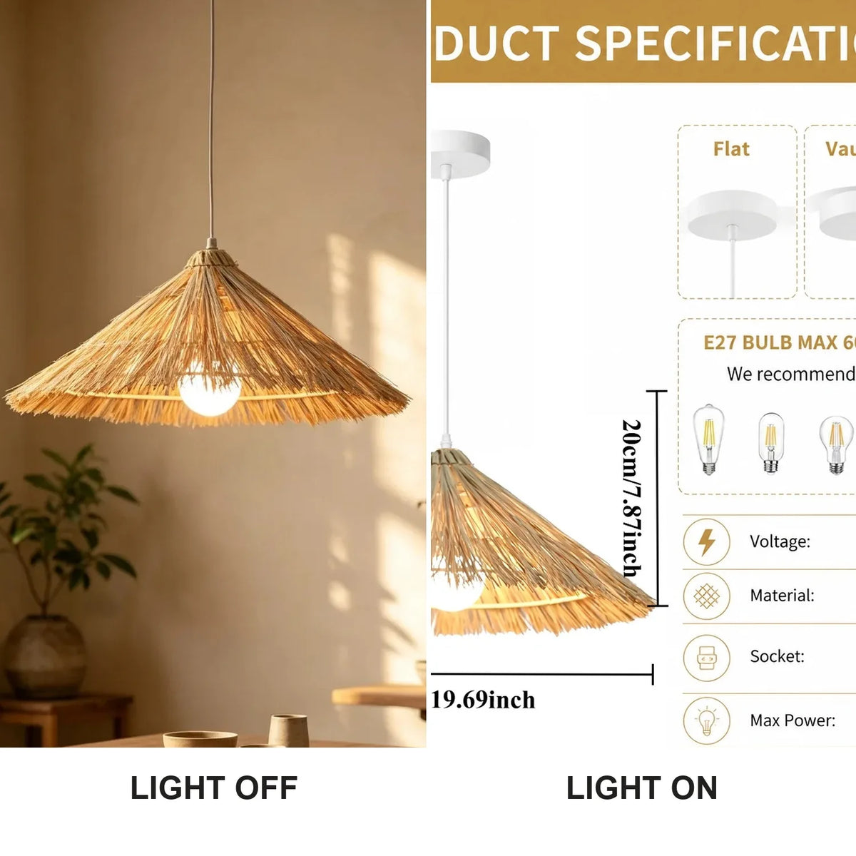 50CM Rattan Pendant Light