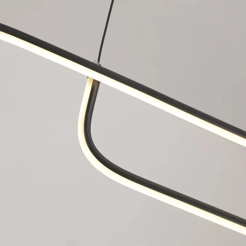 Slim black linear chandelier with a drop adjustable to 150 centimetres