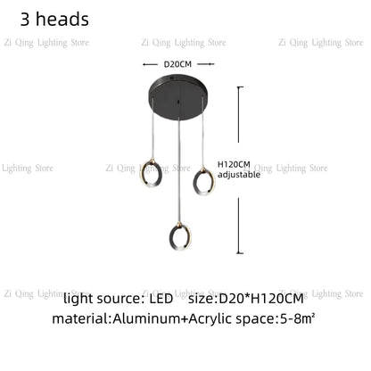 Remote dimming ring chandelier adjusting from warm to white light