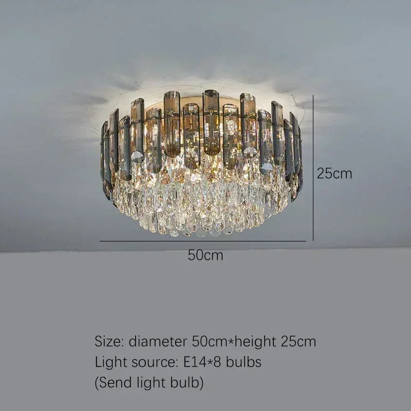 Double tier crystal ceiling chandelier at 29.5 in (75 cm)