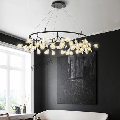Firefly round chandelier with a 59.1 in adjustable hanging cable