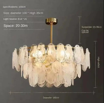 Large 39.4 in (100 cm) multilayer lantern crystal chandelier