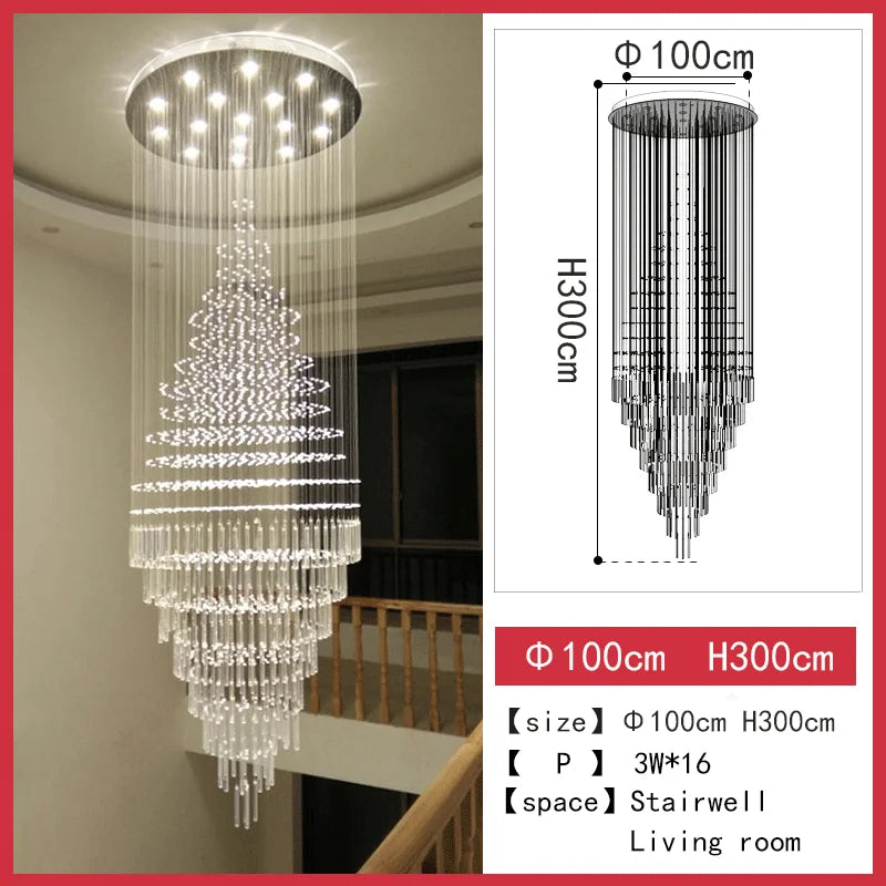 Crystal chandelier, 39.4 in across, with a 118.1 in overall length