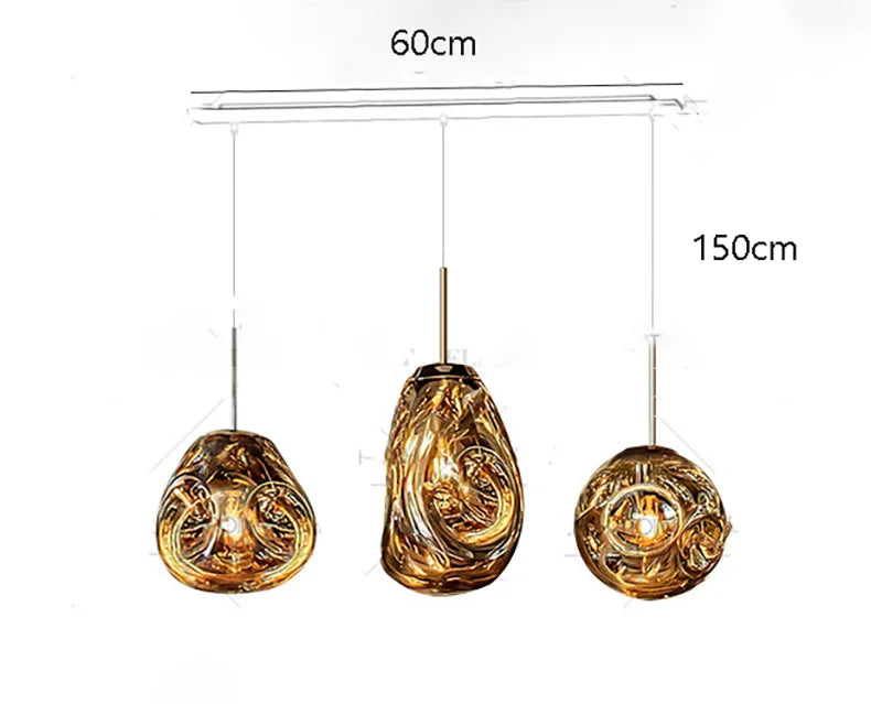 Glass shade chandelier with LED bulbs included and 90 to 260V wiring
