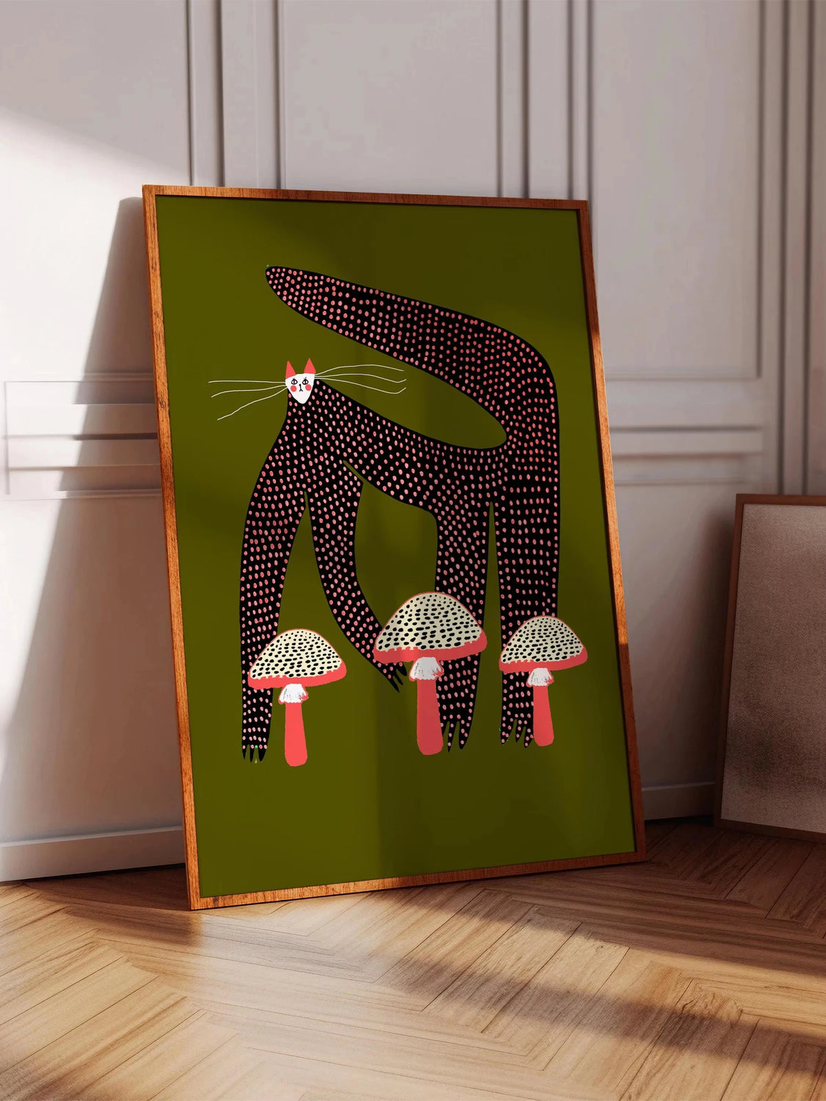 Abstract Whimsical Cat Canvas Wall Art Print